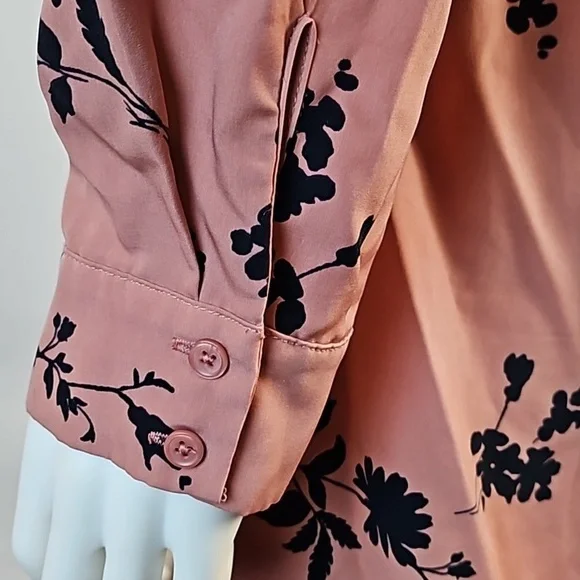 Joie Acey Antique Rose & Black Floral Long Sleeve Flounce Ruffle Hem Dre… - Picture 12 of 16